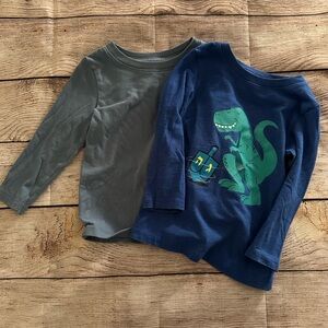 Cat & Jack Kids Long Sleeve Tees - Blue with Dinosaur and Gray